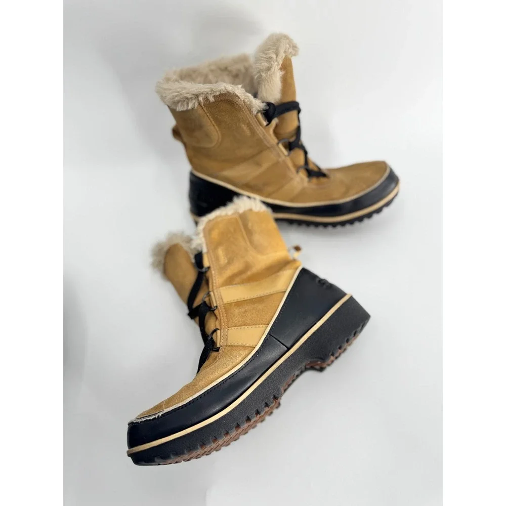 Sorel‎ Tivoli II Boots Women 7.5 Tan Suede Waterproof Faux Fur NL2089-373